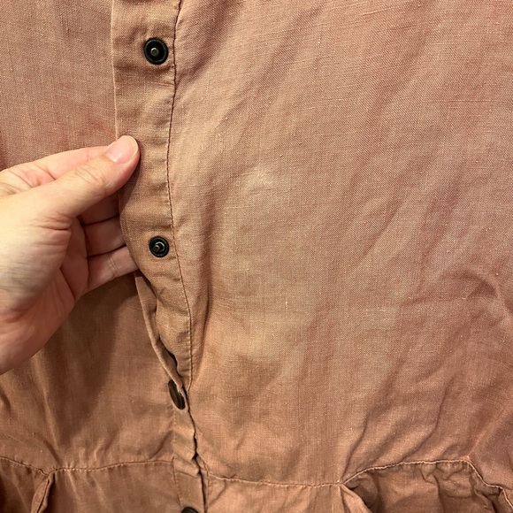 J Morgan Puett Linen Midi Dress Long Sleeve Snap Front Women's No Size OSFA? - Picture 9 of 14